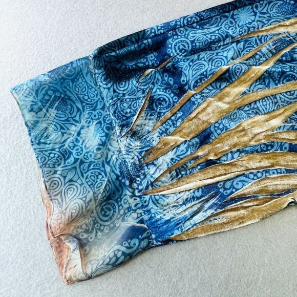 Oneworld Burnout Velvet Tunic Top Size XL Half Sleeve Tie Front - Picture 9 of 15